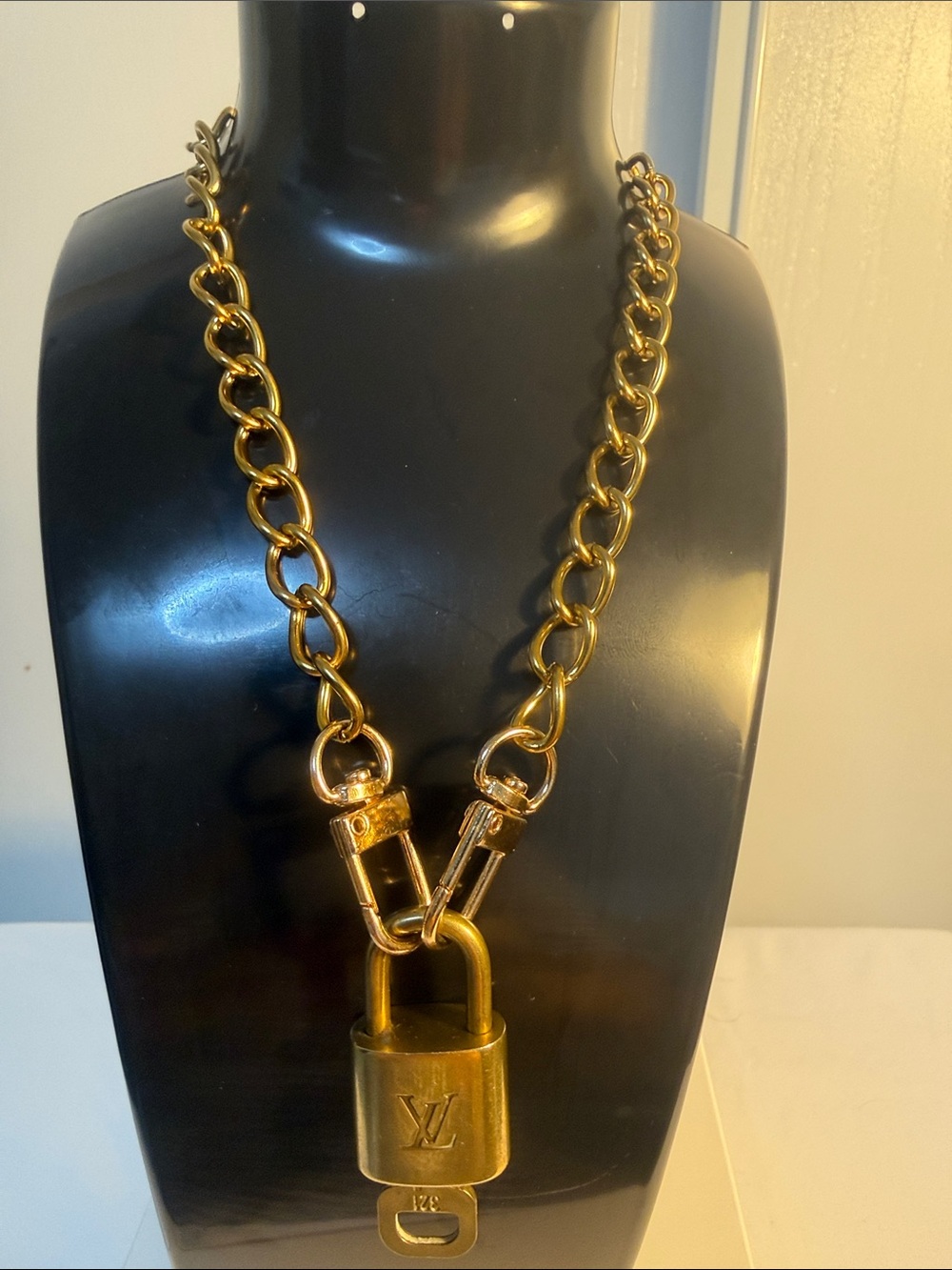 Louis Vuitton Gold-Tone Padlock Chain Necklace